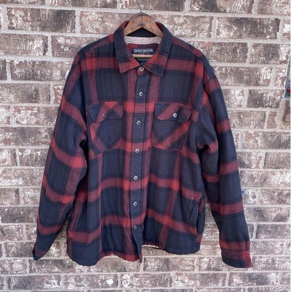 Grizzly Mountain Mens XXL Sherpa Fleece Lined Jacker Barn Coat Flannel Button Up - Picture 1 of 8
